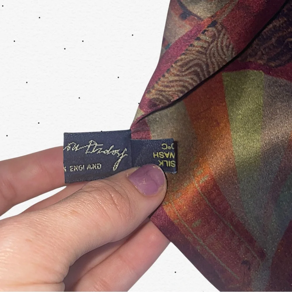Vintage Brown Multi Patchwork Silk Scarf